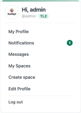 Jetonomy User Panel block showing a logged-in member's avatar, name, notifications count, and quick links