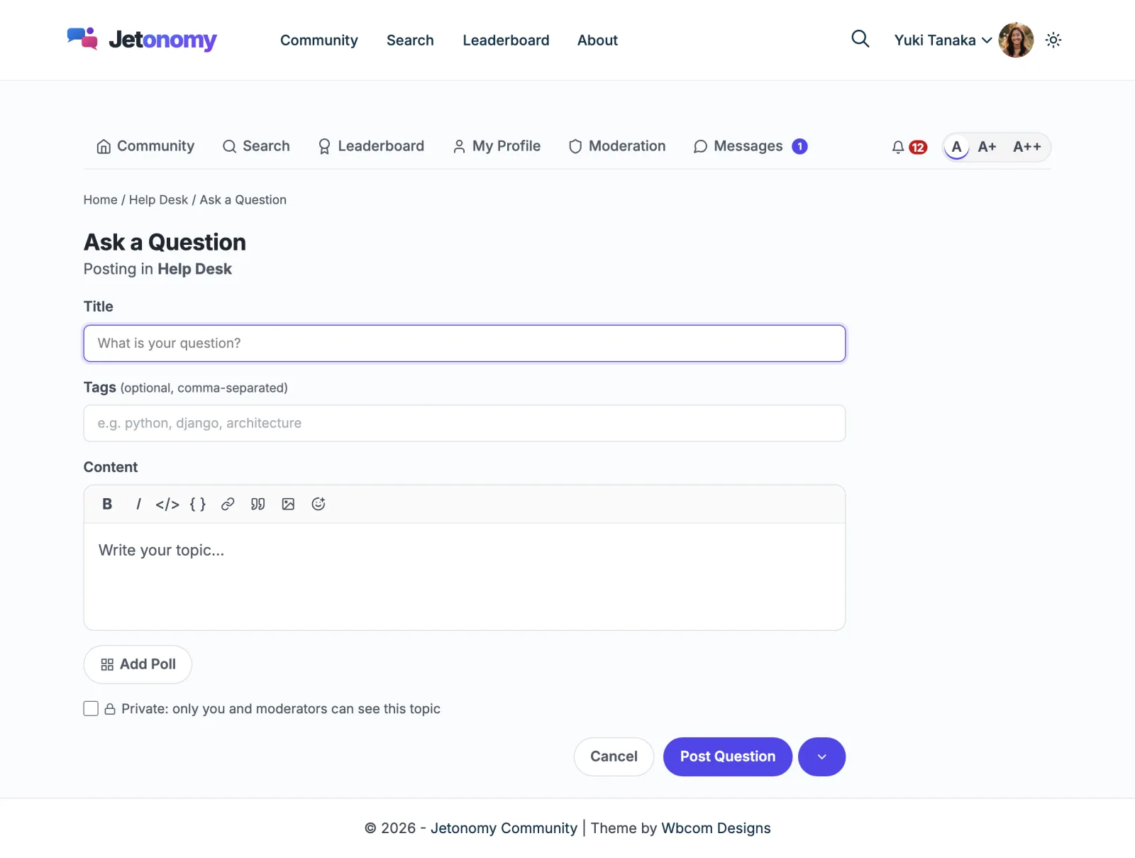 Post composer with draft and schedule publishing options