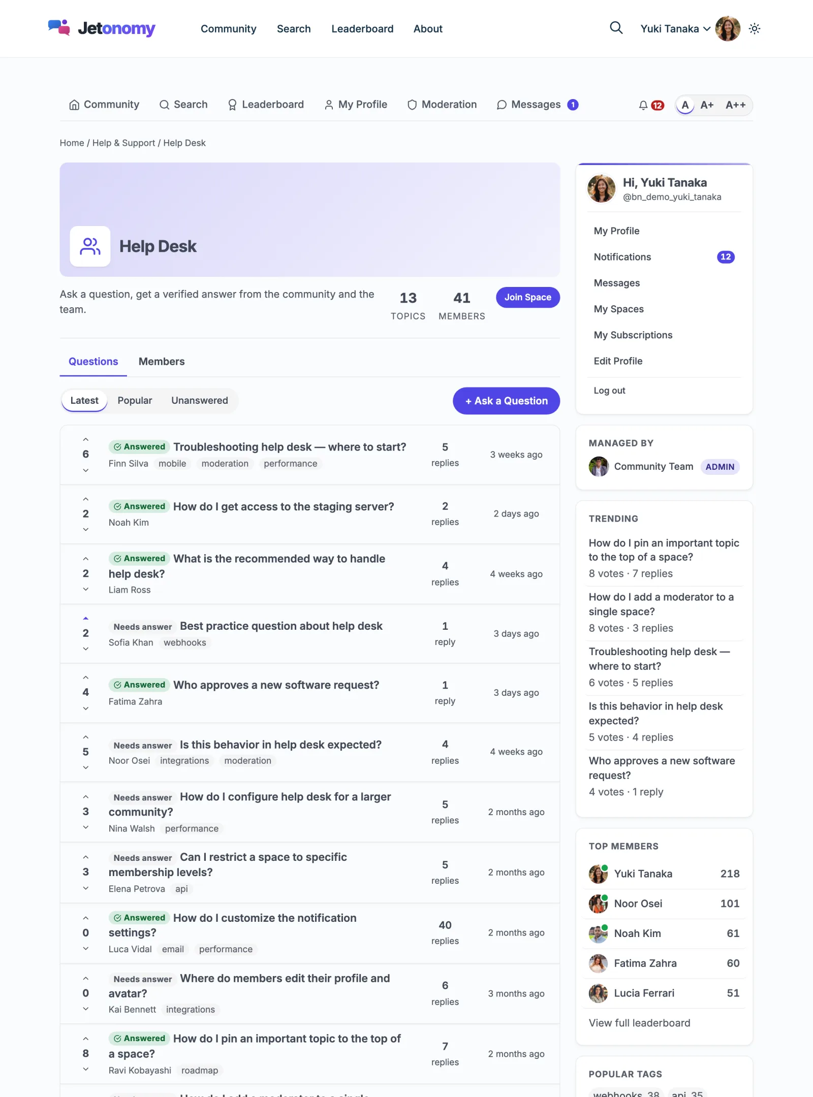 A Q&A space with questions, votes and accepted answers