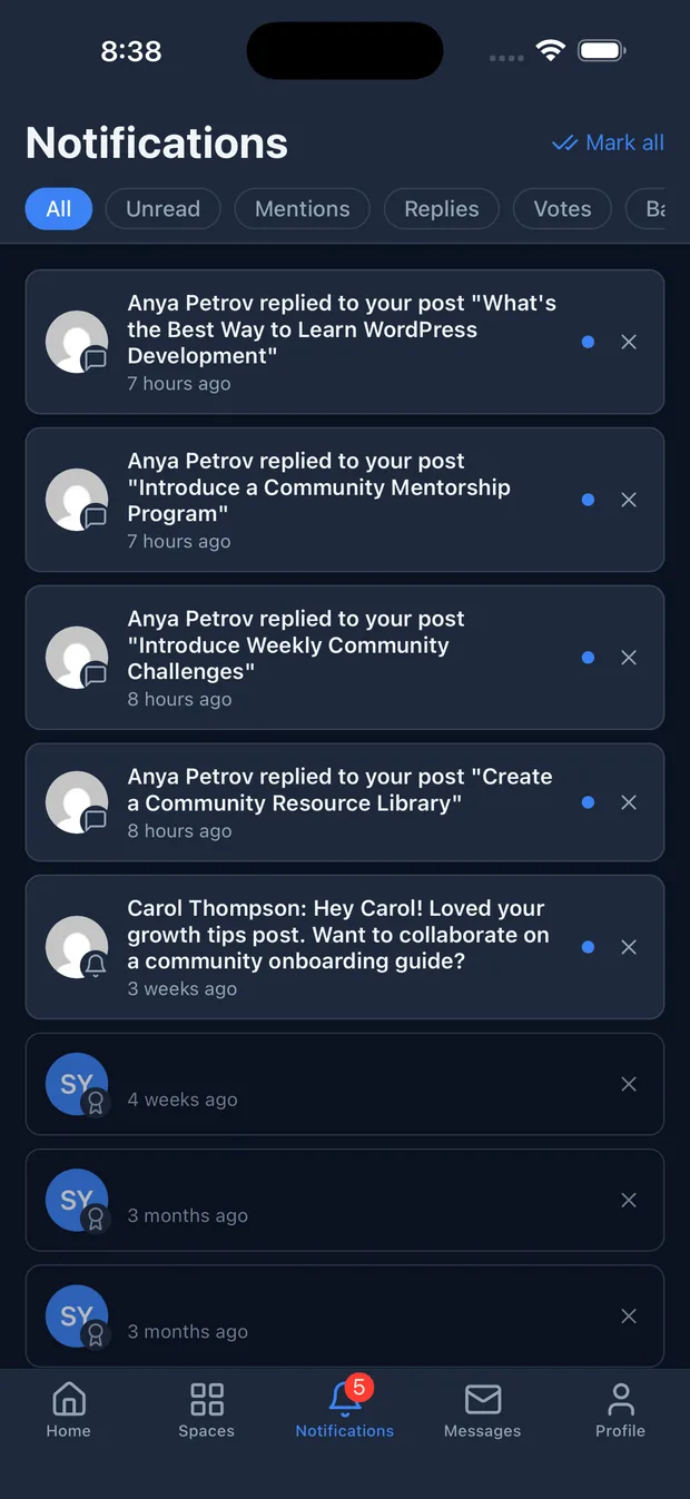 Jetonomy iOS app notifications for replies, mentions, and badges